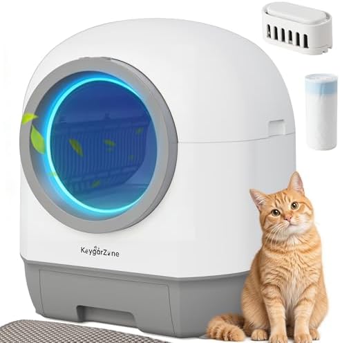 Fansafurn Automatic Smart Self-Cleaning Litter Box with APP Control, 90L Large Space for Adult Cats，Infrared Sensors, Sleep Mode, and Remote APP Control-Hands-Free Operation, White