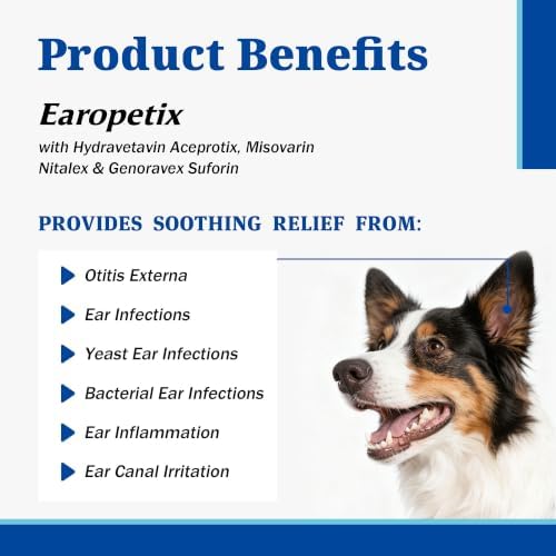 Yeast Infection Treatment for Dogs, Otitis Externa Ear Drops for Dogs, Supports Yeast Ear Infection Care & Ear Wellness, Supports Ear Comfort, Itching, Redness & Discomfort, 1.01 fl oz (30 mL)