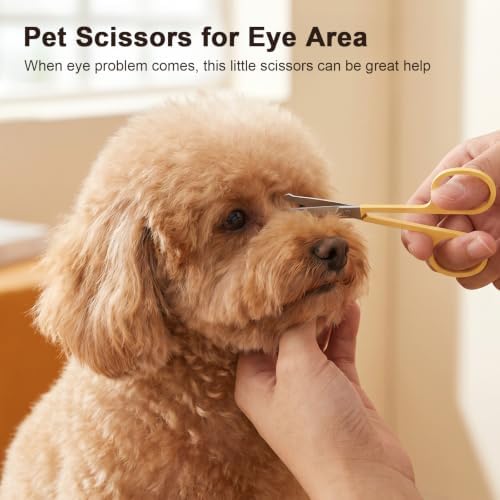 Dog Tear Stain Remover Dog Eye Comb with Round Tip Mini Scissor
