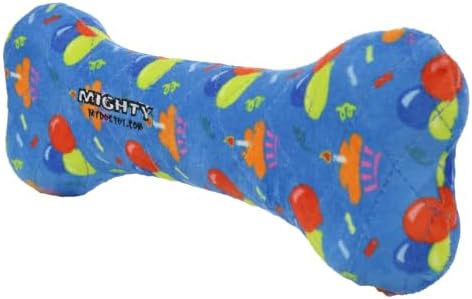 MIGHTY Tuffy Bone Dog Toy: Ultra Durable Plush Toy with Multiple Layers & Reinforced Seams, Washable and Floats, Vinyl Bone & Fleece