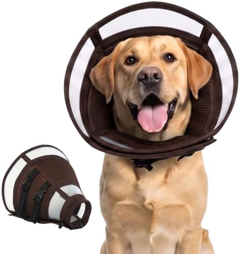 Soft Dog Recovery Cone Collar – Adjustable Transparent E-Collar Alternative for Large Dogs After Surgery | Anti-Lick, Soft Padded Neck, Comfortable Pet Recovery Cone for Eating & Sleeping, XL