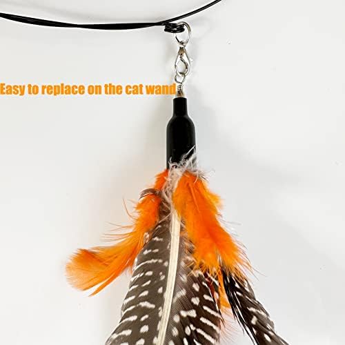 Cat Feather Toys Refill, 6 Pieces Cat Wand Attachments Da Bird Feathers Toy for Indoor Cats
