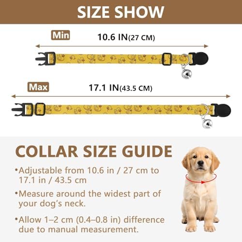 Cute Yellow Ducks Small Dog Collar 2 Pack Soft Cat Collar Adjustable Length 10.6" to 17.1"