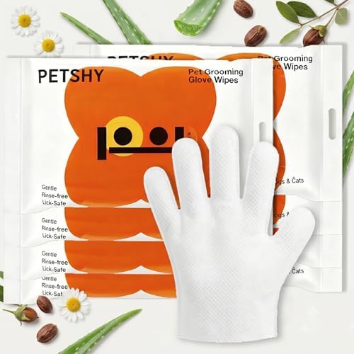 48 Count Pet Glove Wipes for Dogs and Cats, Unscented Dog Bath Gloves, Extra Thick Grooming Wipes for Daily Use, Outdoor Camping and Travel, 6 Count x 8 Pack