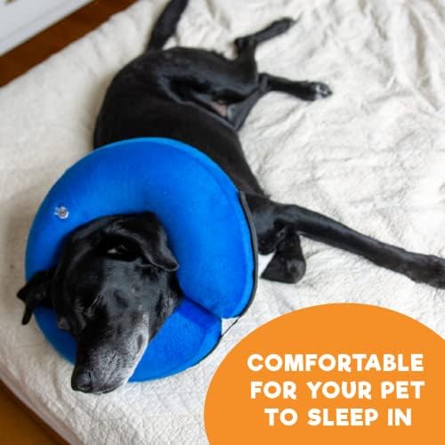 BENCMATE Inflatable Dog Cone Collar Alternative After Surgery Medium+,Grey