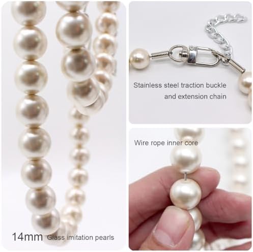 0.55 inch Big Pearl Dog Collar,Fashion Necklace Suit for Medium Large Dog