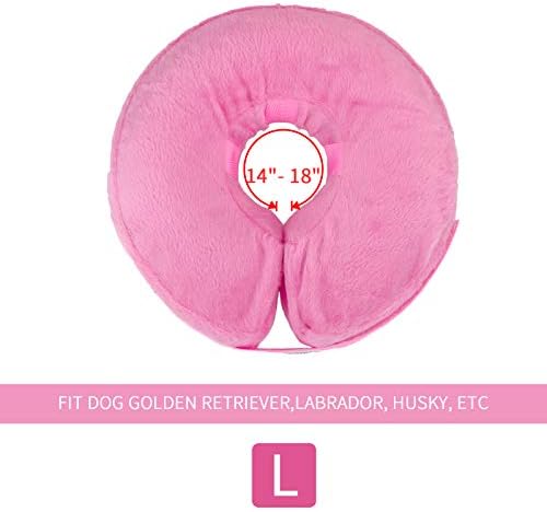 MCHY Inflatable Dog Cone,Adjustable Recovery Collar for Dogs After Surgery,Prevent from Biting & Scratching,Not Block Vision (Pink, L-Neck 15"-20")