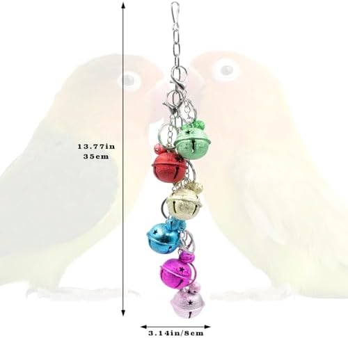 Oooct Bird Swing Bells Toys, Colorful Parrot Metal Bells, Hanging Bird Chewing Toys, Bird Cage Accessories, Suitable for Small to Medium Birds Budgie Lovebirds Conures Parakeets Cockatiels