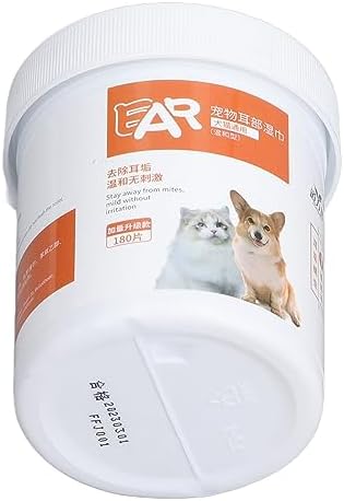 180pcs Dog Ear Wipes – Hypoallergenic Pet Ear Cleaner for Dogs, Cats, Puppies & Kittens | Removes Wax, Itching & Odor | Gentle & Plant Extract Formula