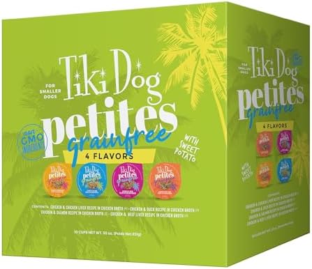 Tiki Dog Petites Grain Free, Variety Pack, Nutrient Dense Meat, Wet Dog Food for Small Breed Dogs and All Life Stages, 3 oz. Cans, Pack of 10