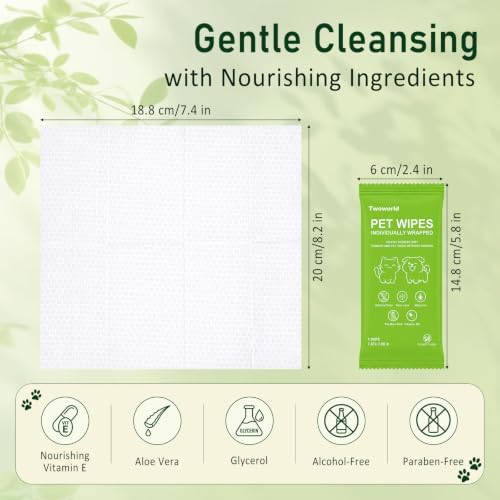 50 PCS Dog Wipes Dog Grooming Wipes Individually Wrapped Pet Wet Wipes