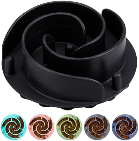 Slow Feeder Dog Bowls Insert, Bestalk Soft Silicone Slow Eating Feeder Insert with Suction Cups for Small, Medium and Large Dogs, Fit into Basic and Elevated Dog Bowls, Black