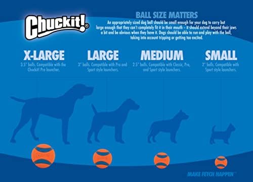 Chuckit! Ultra Squeaker Dog Ball - Extra Large Bouncy and Squeaky Pet Toy for Dogs 100+ lbs - Floats on Water - Durable Rubber - 3.5" Diameter - Size XL (Pack of 12)