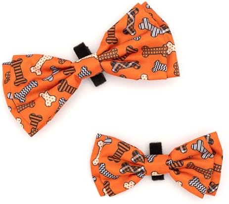 THE WORTHY DOG Fall Patterns Pet Bow Ties for Dogs & Cats, Halloween Bones