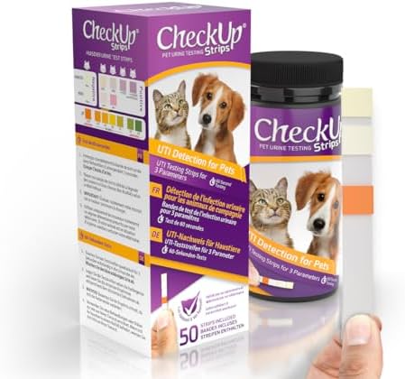 KIT4CAT CheckUp Cat and Dog UTI Urine Test Strips | 3 Parameters CheckUp in 1- a More Detailed Test of 3 UTI Related Markers - pH, Nitrite and Leukocytes Levels x50