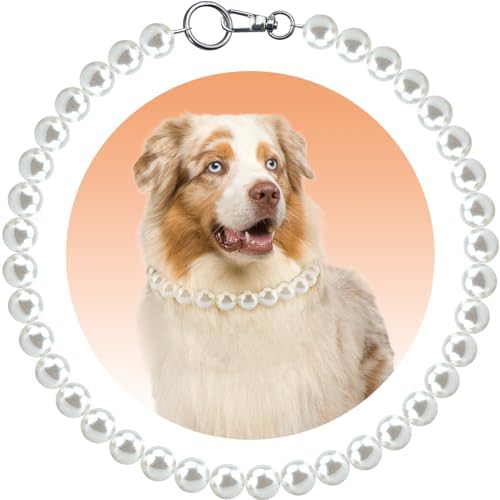 Chunky Pearl Dog Necklace (Beads 20mm),Elegant Classic Super Big Pearl Collar Necklace Accessories for Medium Large Dogs Occasions and Gatherings (White, L(Neck Girth17''-18.5''))