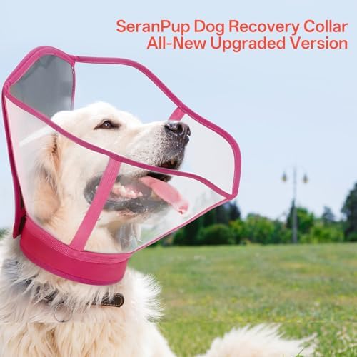 Soft Foldable Dog Cone Collar - Adjustable Elizabethan Collar for Dogs After Surgery, Waterproof Soft Recovery Collar to Stop Licking, Fits Small Medium Large Dogs, Rose Red, S