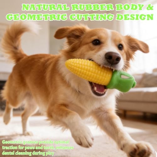 DAMAH Dog Chew Corn Toy,for Aggressive Chewers Small Medium Large Breed,Interactive Squeaky Dog Tooth Cleaning Tool Water Float Toy,Suitable for Small,Medium and Large Dogs