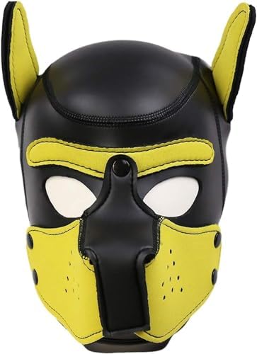 Adults Neoprene Puppy Hood Mask, Cosplay Dog Full Face Pup Hood Mask for Role Play and Costume Parties