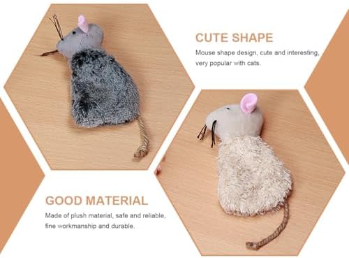 Ipetboom 6pcs Refillable Catnip Toys for Cats - Plush Mouse Cat Chew Toys for Indoor Activities, Breathable Fabric for Added Catnip, Hunting Play and Boredom Relief - 3.54x2.55x0.39in
