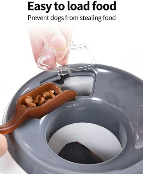 Dog Tennis Ball Launcher with Treat Dispenser, Interactive Puzzle Toy for Dogs, 2-in-1 Fetch Training Machine, Slow Feeder Reward Toy for Medium Large Dogs Indoor Outdoor(C)