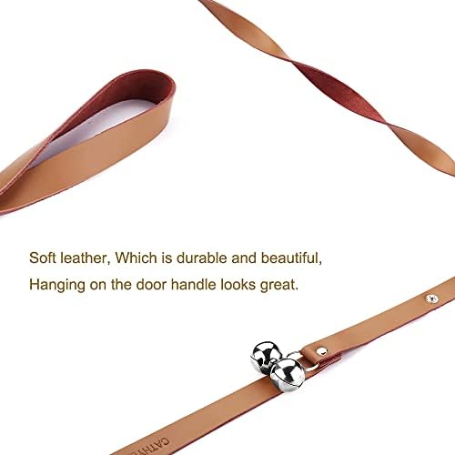 Leather Dog Doorbells to Go Outside, Brass Potty Training Bell