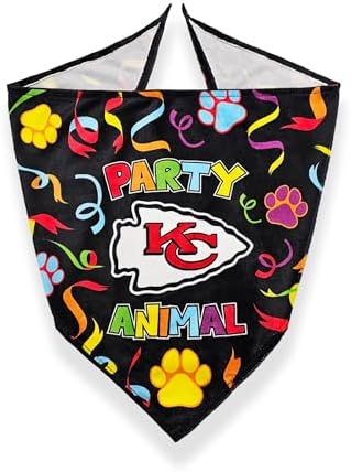 NFL Kansas City Chiefs Pet Birthday Bandana, NFL Dog Birthday Party Set and Costume, Licensed Dog & Cat Birthday Party Scarf, Football Team Pet Outfit, Puppy Bday Accessory, Size Small/Medium