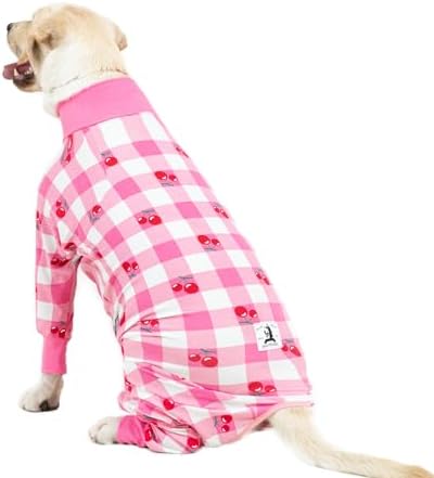 Dog Surgery Recovery Suit Female Male for Dogs After Surgery Medium Large Dogs Onesie Dog Pajamas Pjs Clothes (Pink Plaid, 38 (Chest 42.52 in | Backlength 27.95 in))