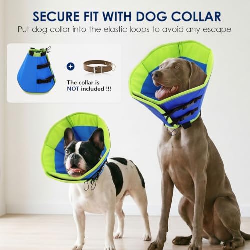KOEOSN Large Dog Cone, Soft Fabric Dog Cone Collar After Surgery, Blue XL