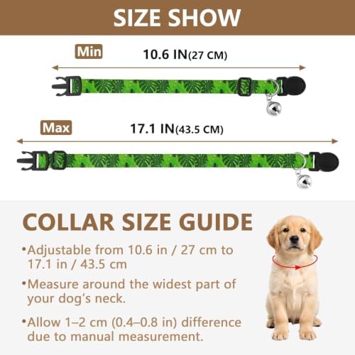 Green Tropical Leaf Frog Cat Neck Collar, 2 Pack Dog Bell Collar