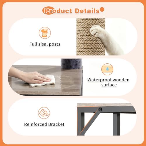 HavenlyYouth Cat Tree for Self-Cleaning Litter Box, 67.3''H Multi-Level Cat Tower for Automatic Litter Box 28.9H*24.1''L*21.1''D, Cat Tree Furniture with Perch and Cozy, Light Gray