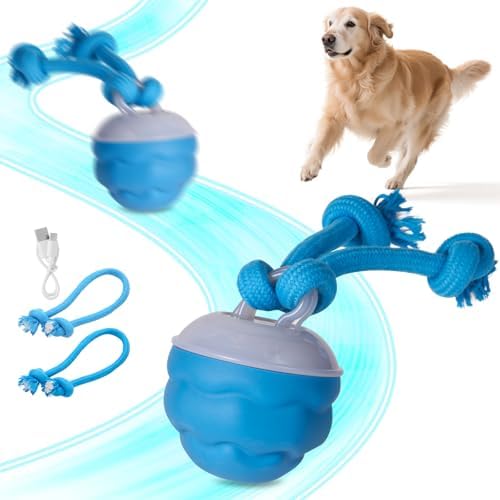 Interactive Dog Toys, Dog Toys to Keep Them Busy with Squeaky, Active Moving Dog Ball for Puppy and Medium Dogs, Durable Power Tail 2.0 Dog Toy，USB Rechargeable