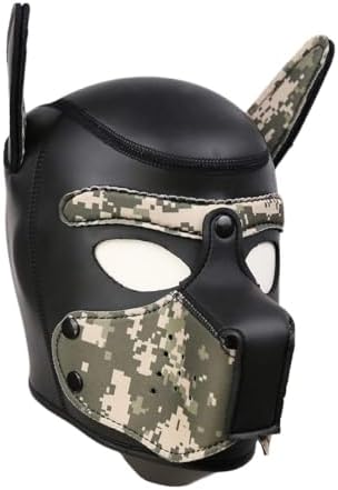 Adults Neoprene Puppy Hood Mask, Cosplay Dog Full Face Pup Hood Mask for Role Play and Costume Parties