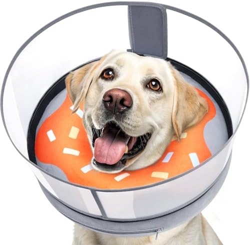 Inflatable Dog Cone with Anti-Licking Clear Shield,Fits Medium Dogs