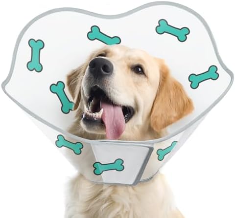 Dog Cone After Surgery - Soft, Comfortable, Adjustable Recovery Collar for Large, Medium, Small Dogs - Stop Licking with Soft Protect Edge (Bone, S)