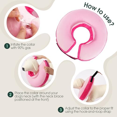 Kuoser Inflatable Dog Cone Collar, Dogs Donut Collar to Stop Licking, S