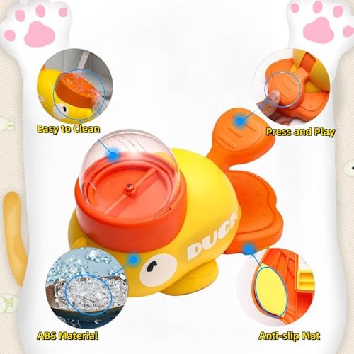 Duck Cat Treat Dispenser, Little Yellow Duck Cat Toy Treat Feeder, Ducks Puzzle Feeder for Cats, Interactive Ducks-Shaped Puzzle Feeder for Dogs, Slow Feeder for Pet Eating & Iq Training (White)