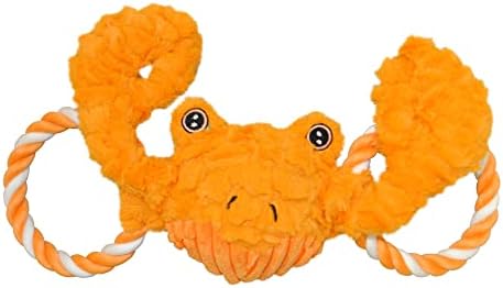 Jolly Pets Tug-A-Mal Crab Squeaky Tug Dog Toy, Medium