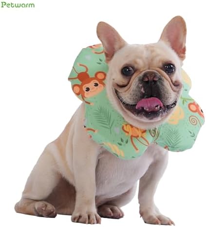 PetWarm Recovery Collar, Dog Recovery Collar, Green Monkey Print, L