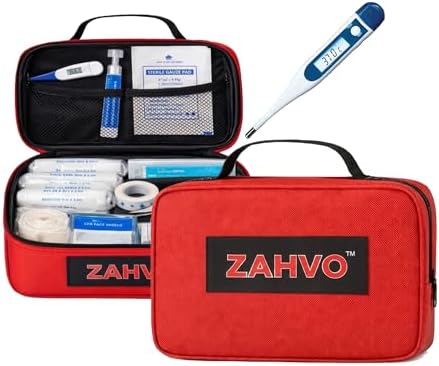 Pet First Aid Kit for Dogs & Cats – 90+ Emergency Supplies | Tick Remover, Thermometer, Muzzle, Slip Leash, Collapsible Bowl & First Aid Manual | Home, Car, Camping & Travel