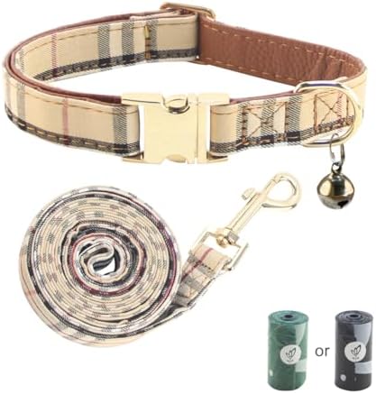 Yizepet Dog Collar and Leash - Adjustable pet Collar for Dogs with Metal Buckle Collar, Stylish Pattern for Small Medium or Large Boy and Girl Dog and Cat