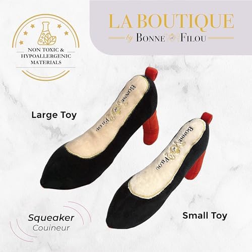 BONNE ET FILOU RED Bottom Shoe Squeaky Dog Toy, Large