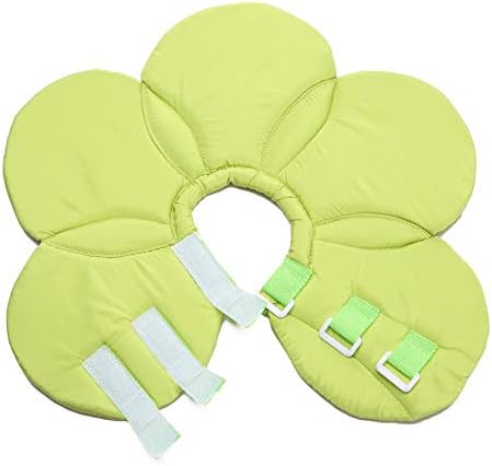 Dog Cone E-Collar Flower Soft Elizabethan Waterproof Grooming Recovery Protective Adjustable Collar for Puppy Small Medium Dogs (L Neck: 13-15in, Green)