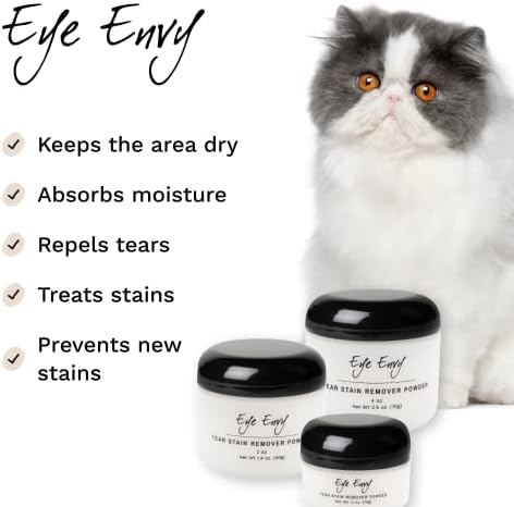Eye Envy Tear Stain Remover Powder for Dogs and Cats. Natural, Safe Formula. Apply Around Eyes. Absorbs and Cleans Tears and Staining. Keeps Area Dry. Made in The USA. (.5 oz) (Pack of 2)