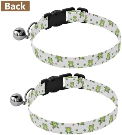 Cute Cartoon Frogs White Cats Collar 2 Pack Cat Neck Collar Adjustable Length 10.6" to 17.1"
