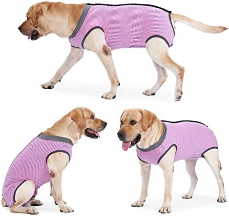 Dotoner Dog Recovery Suit Abdominal Wound Puppy Surgical Clothes Post-Operative Vest Pet After Surgery Wear Substitute E-Collar & Cone(XL,Pink)