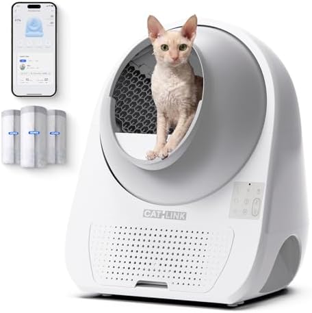 CATLINK Luxury Self Cleaning Cat Litter Box for Multiple Cats, 60 Liners