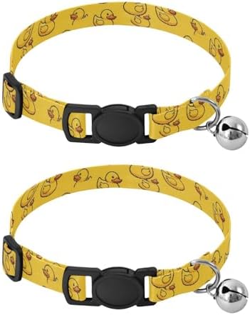 Cute Yellow Ducks Small Dog Collar 2 Pack Soft Cat Collar Adjustable Length 10.6" to 17.1"