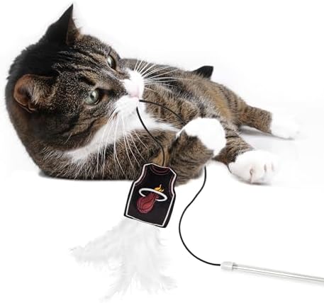 Pets First NBA Miami Heat Team Jersey Wand with CAT NIP, Cat Toy Jersey Shaped Plush Teaser Toy for Cats & Kittens - Interactive Pet Toy for Play & Exercise