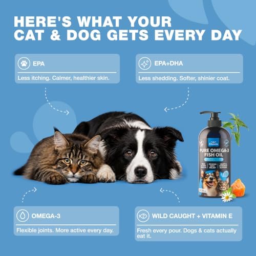 Fish Oil for Dogs and Cats – Omega 3 Salmon Oil for Skin, Coat & Joints